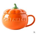 Halloween Christmas Ceramic Pumpkin Soup Bowls Polished With Lid And Spoon