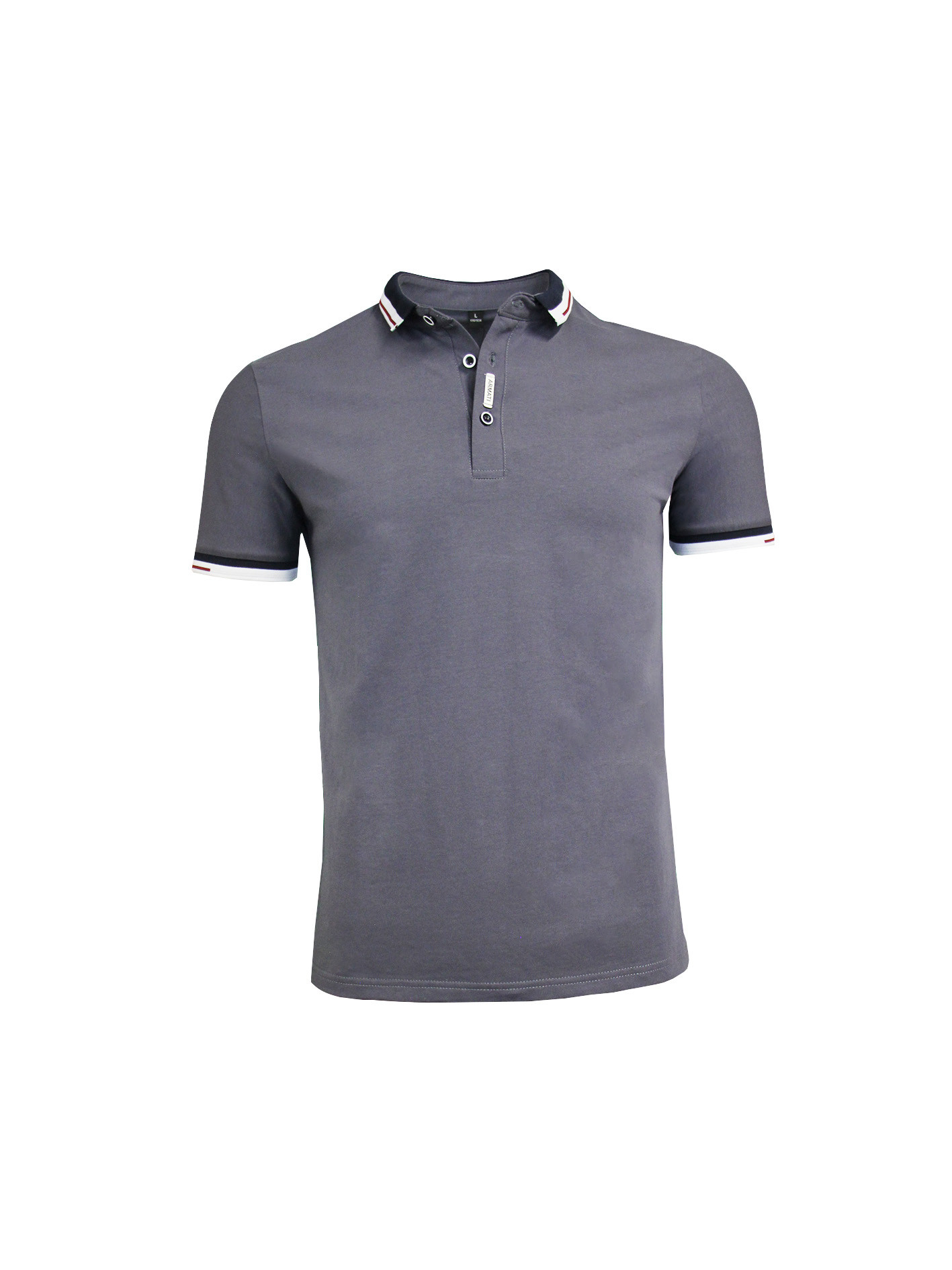 180GSM 65% Polyester 35% Cotton Polo T-Shirt For Men Rolled Collar With Buttons Contrast Color