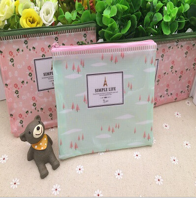 Cute Printing Transparent Zipper Bag Plastic Zipper Pouch With Slide Lock
