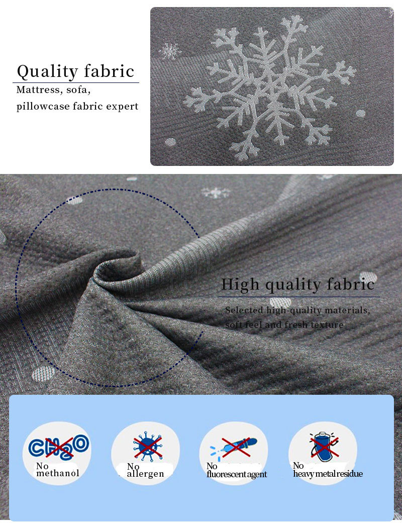 100% polyester fine jacquard knitted mattress fabric snowflake pattern