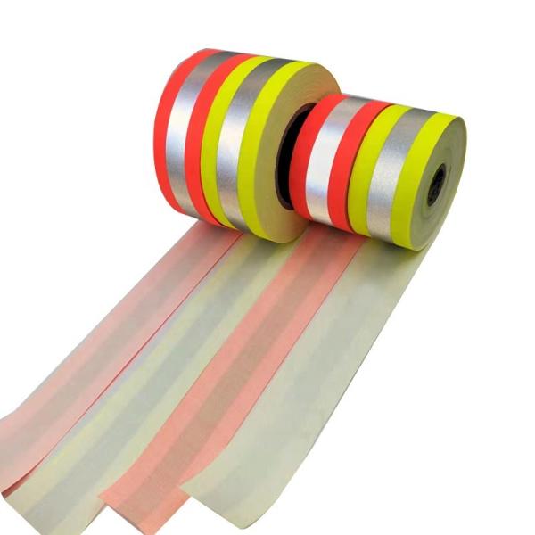 Red Blue Reflective Cotton Fabric Fluo Yellow Red Blue Hi Vis Reflective Strips