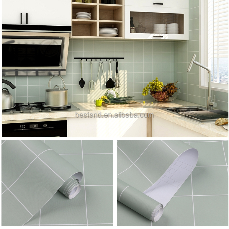 Moisture-Proof 3D Adhesive Wall Tile Stickers Geometric Design Patterns Wallpaper for Kitchen Bathroom
