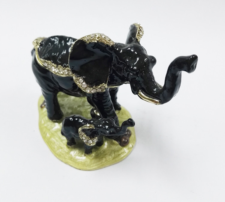 Decorative Metal Alloy Elephant Jewelry Trinket Box elephant shaped jewelry box for promotional gift