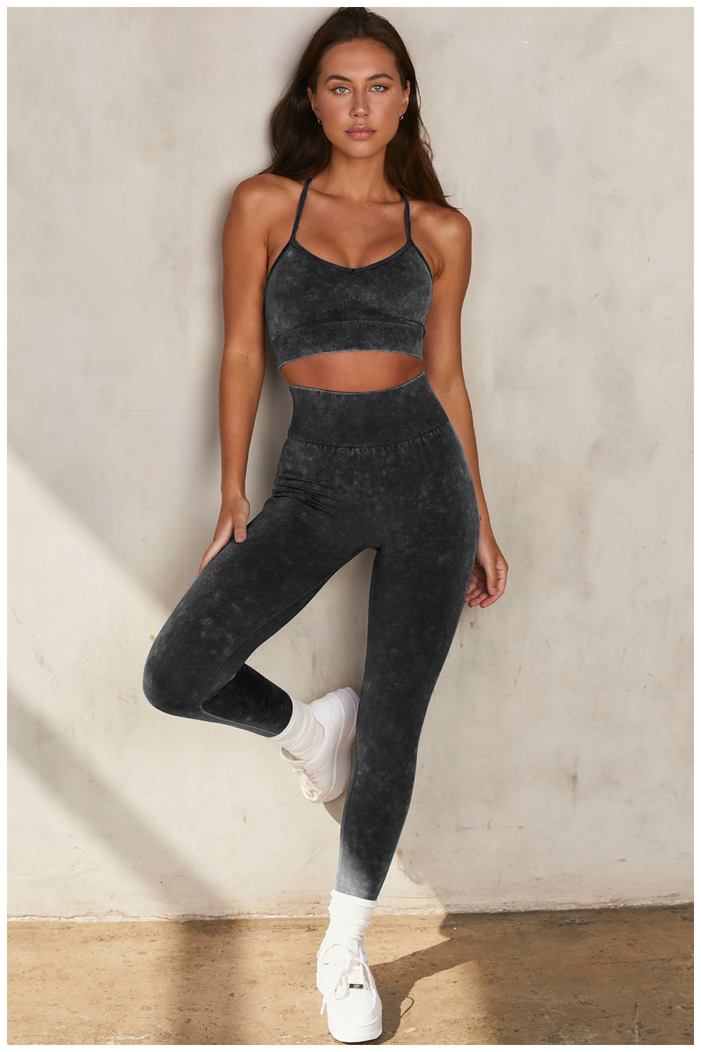 Oem Factory Manufacturer Custom Logo Seamless 2 Piece Yoga Set Lightweight High Waist Training Tights