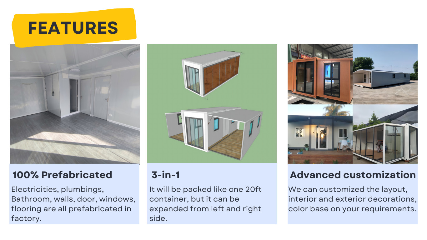 Prefabricated Expandable Container House 40ft Steel Luxury Villa Home