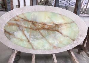 Wholesale Oval Shaped Stone Table Tops , Light Green Onyx Table Top For Coffee Tea Table from china suppliers