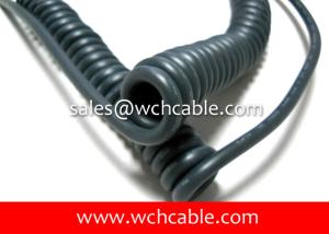 Wholesale 300V TPE Curly Cable UL20841 24AWG 4C OD5.5mm FT2 Black L=122.2mm from china suppliers