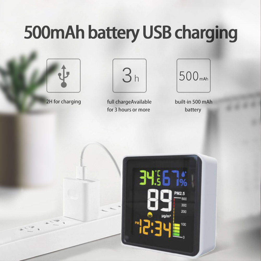 Temperature Humidity Air Quality Monitoring Device Portable PM2.5 Detector For LCD Digital Display