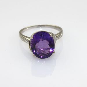 Wholesale Sterling Silver Ring with 10mmx12mm Oval Purple Cubic Zircon (R206) from china suppliers