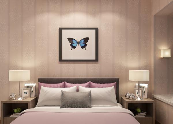 0.53*10m Durable Pink PVC European Style Wallpaper For BedRoom / living room