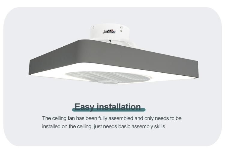 ABS Clear Plastic Blades 2- Square Ceiling Fan with Remote Control and Hidden Lighting