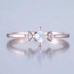 Trendy Ring for Women 925 Sterling Silver Moonstone Ring Rose Gold Plated