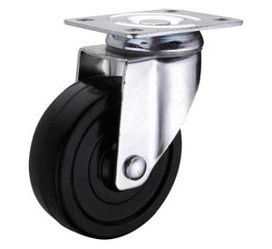 Wholesale medium duty 4&quot; swivel black rubber caster, soft rubber castor swivel from china suppliers