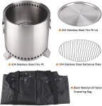 15 Inch 304 Stainless Steel Portable Smokeless Fire Pit Wood Burning Outdoor
