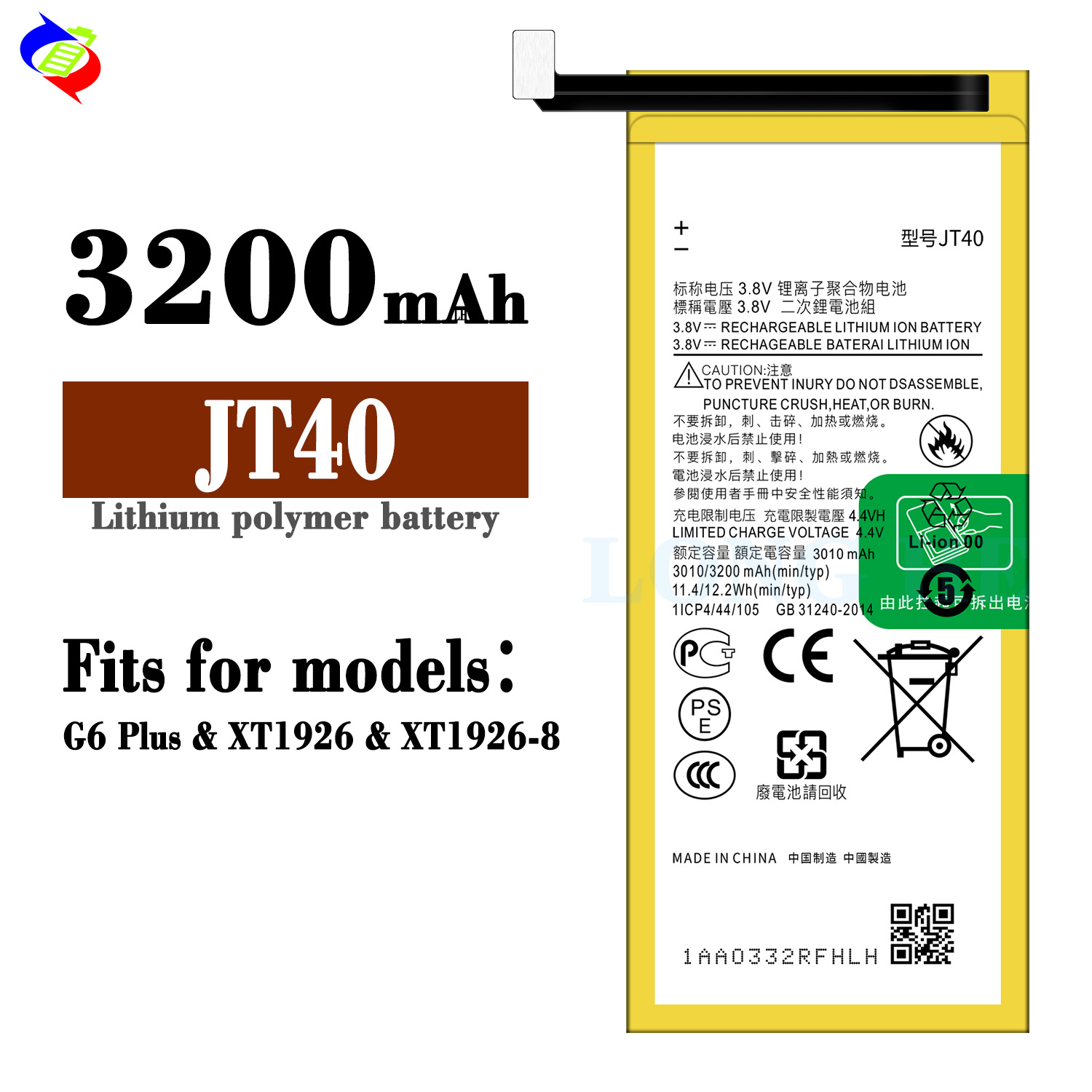 Motorola G6 Plus XT1926 JT40 3200mAh Black Rechargeable Batteries with Durable Design