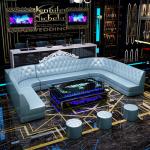 Leather Large U Shape Corner Sofa Bed 10 Seater KTV Bar