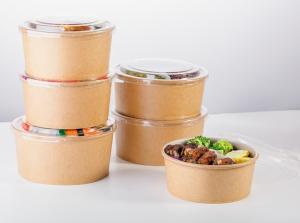 Wholesale Home Disposable Leak Resistant Kraft Paper Bowls 600pcs / Carton Packing from china suppliers