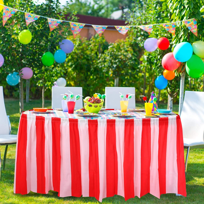 Classic Checked Plastic Ruffled Table Skirt