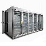 Supermarket giass door cold storage room frozen food upright display refrigerato