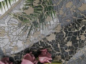 Wholesale Recycled 142CM 2 Colors Tone Green Corded Lace Fabric from china suppliers