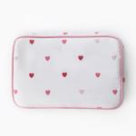 Factory Wholesale Beautiful Printed Pink Heart Makeup Brush Bag With Zipper