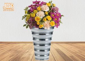 Wholesale Decorative Wide Mouth Fiberglass Plant Pots With Silver Mosaic Glass Finish from china suppliers
