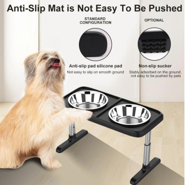 Elevated Double Raised Dog Bowls Dog Bowl And Adjustable Food Height