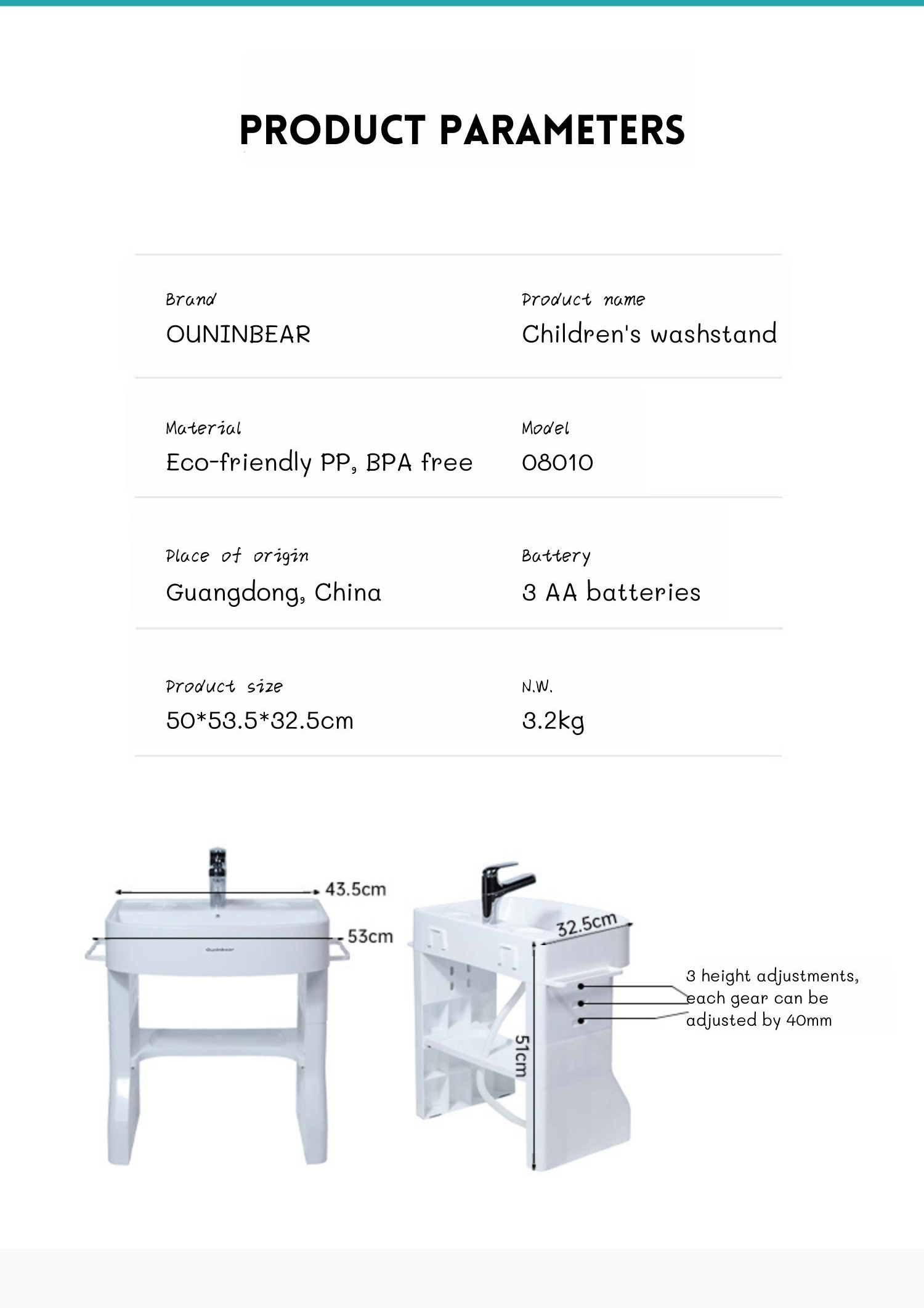 OEM ODM Acceptable CPC 2023 Style Emulation Hand Wash Stand For Children Baby Wash Basin