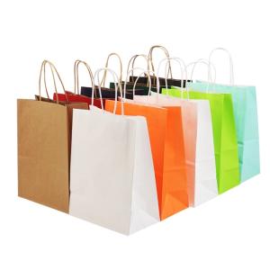 Wholesale Twisted Handle 150GSM Kraft Paper Shopping Bags Brown White from china suppliers