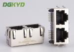 KRJ - 56S8P8C1X2ENL Metal Shielded 2 Port Rj45 Female Jack No LEDS Tab Up