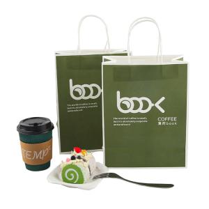 Wholesale BSCI Custom Logo Takeaway Paper Bags For Baking Milk Tea Coffee Packaging from china suppliers