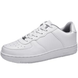 Wholesale Custom Logo TPR Bottom Leather Casual Sneakers Breathable White Flat Sneakers from china suppliers