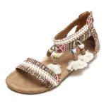 BS112 Bohemian Wedge Sandals Women 2021 Summer Ethnic Open-Toed Hanging Beads