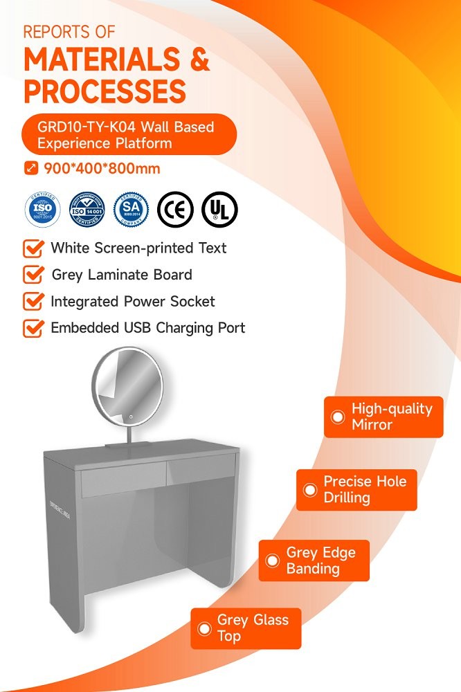 GDR10-TY-K04 Retail Store Display with Mirror and Convenient Charging for Beauty Counters