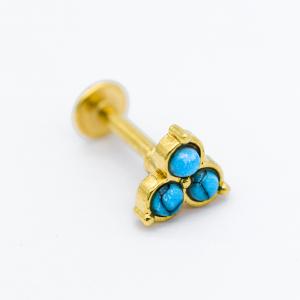 Wholesale Blue Turquoise Stone Lip Labret Piercing Stud 16G 6mm gold plating from china suppliers