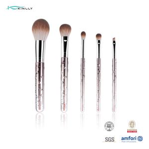 Wholesale Portable Vegan Synthetic Hair Makeup Brush Set 5 Piece Plastic Handle Aluminum Ferrule from china suppliers