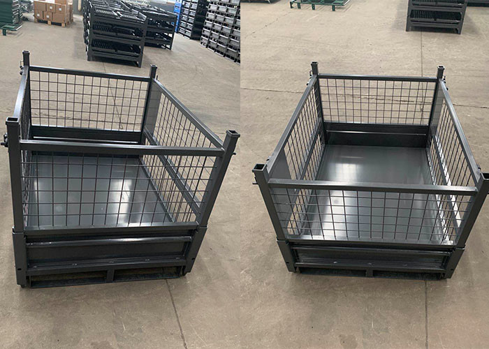 Folding Warehouse Wire Mesh Pallet Cage Industries For Logistics Storage