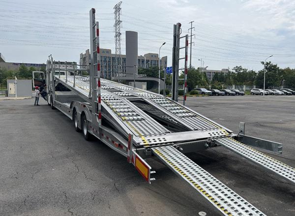 8 Tire Double Floor Steel Chassis Auto Vehicle Transporter for 6/8/10 Units Car