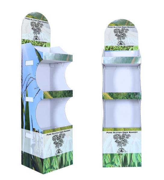 Supermarket recycle cardboard food display cardboard pet food display stand