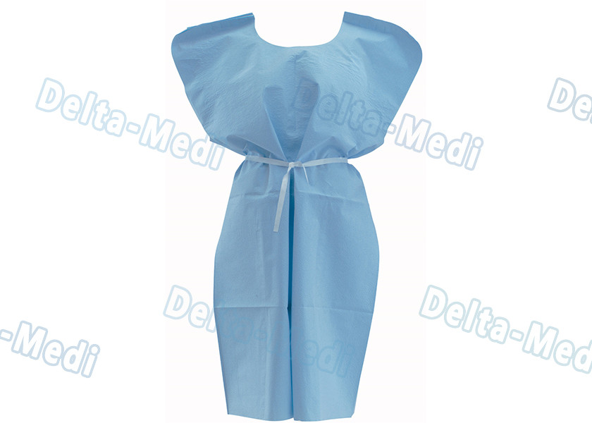 Sterile SMS / PP Disposable Protective Apparel Patient Gown Without Sleeves