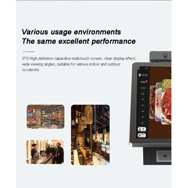A Compact 15.6-inch Desktop Smart Ordering Terminal with Intelligent Features is Suitable For Milk Tea Shops and Community Fast Food Restaurants
