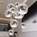 Gold 265V Round Glass Pendant Light Villa Clothing Store Single Head Small