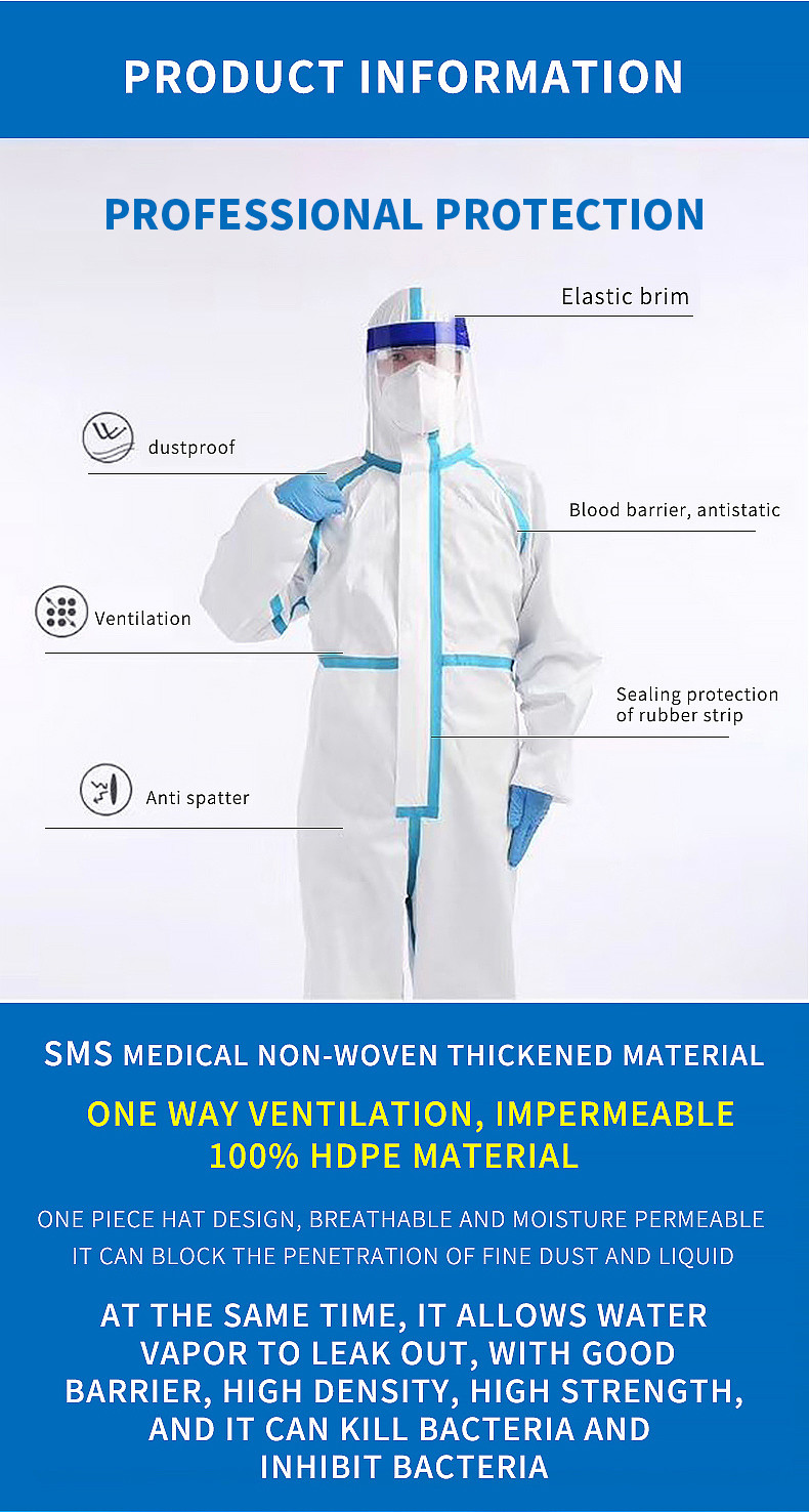 ISO9001 M/L/XL/XXL Disposable Medical Coverall Hospital Clothing