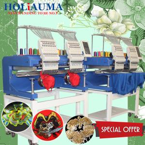 Wholesale HO1502H best china 2 head embroidery machine 400*500mm 15 needles for cap t-shirt flat sequin cording 3d hat for sale from china suppliers