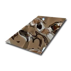 Wholesale PVD Silver Gray Stainless Steel Water Ripple Metal Sheet 4 X 4mm 4 X 8mm Custom Steel Plate from china suppliers