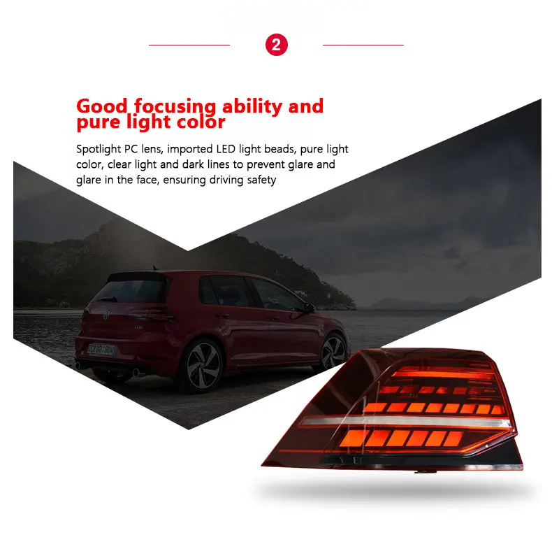 Taillight Assembly For Volkswagen Vw Golf 7 13-21 Retrofit 7.5 Generation Full Led Rear Tail Light Flow Steering Running