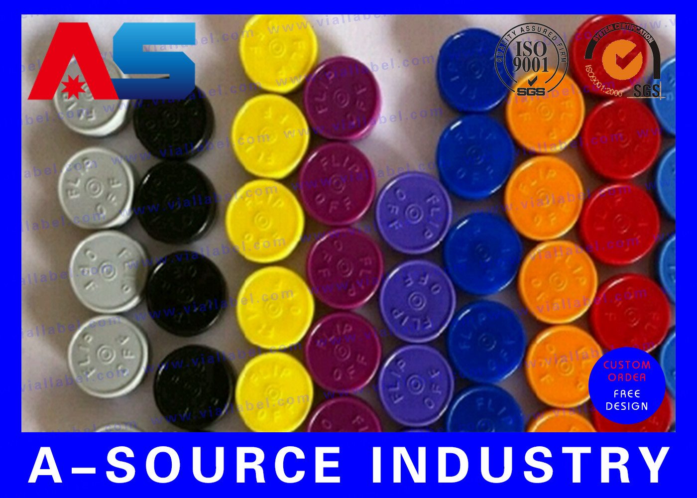 Light Purple Color 20 mm Flip Off Cap with Aluminum Plastic Material ISO 9001