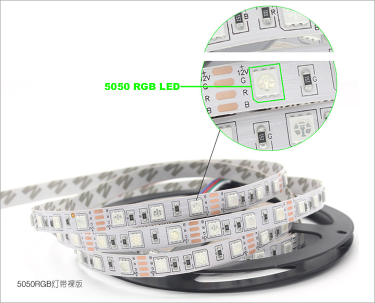 5m 12v 24v 16.4ft 60d waterproof smd 5050 rgb led strip light