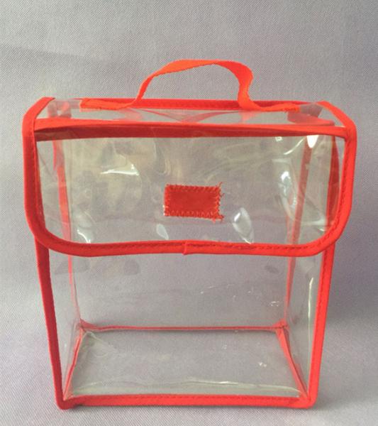 Red Clear Sewing PVC Clear Gift Bags With Handle For Chocolate / Cookie / Sugar