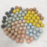 New Color BPA Free Baby Chew Necklace Round Silicone Teething Beads Brown/pink